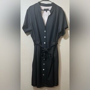 NWOT Charcoal Gray Dolman Sleeve Sheath Mini Dress with Tie Belt 24